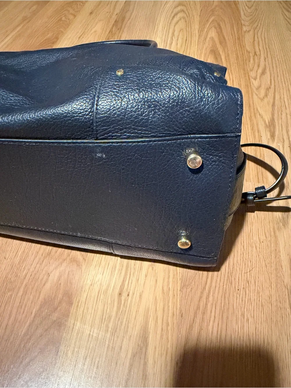 Coach Navy Pebbled Leather Satchel with Convertible Strap